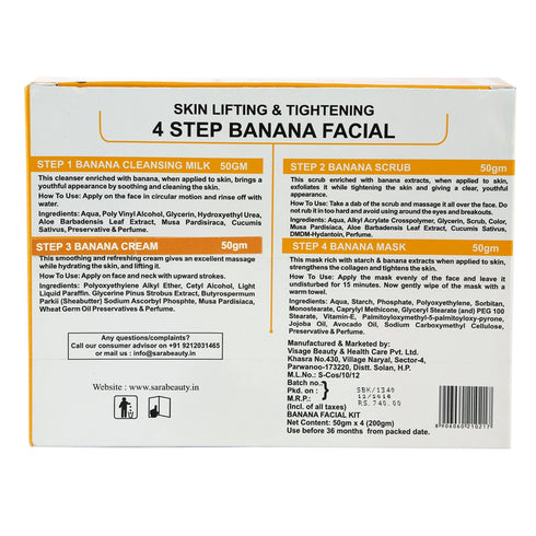 Sara Banana Facial Kit & Sara Radiance D-tan Mask (Combo) For Healthy & Youthful Skin |  All Skin Type | Perfect for Men & Women | 300g